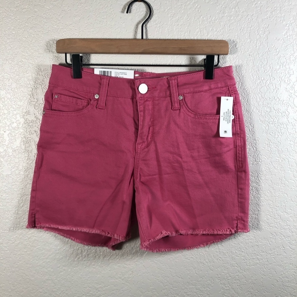Seven7 5” Inseam Hot Pink Weekend Denim Shorts Fray Hem